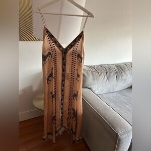 Atma Silky Animal Print African Boho Long Dress One Size